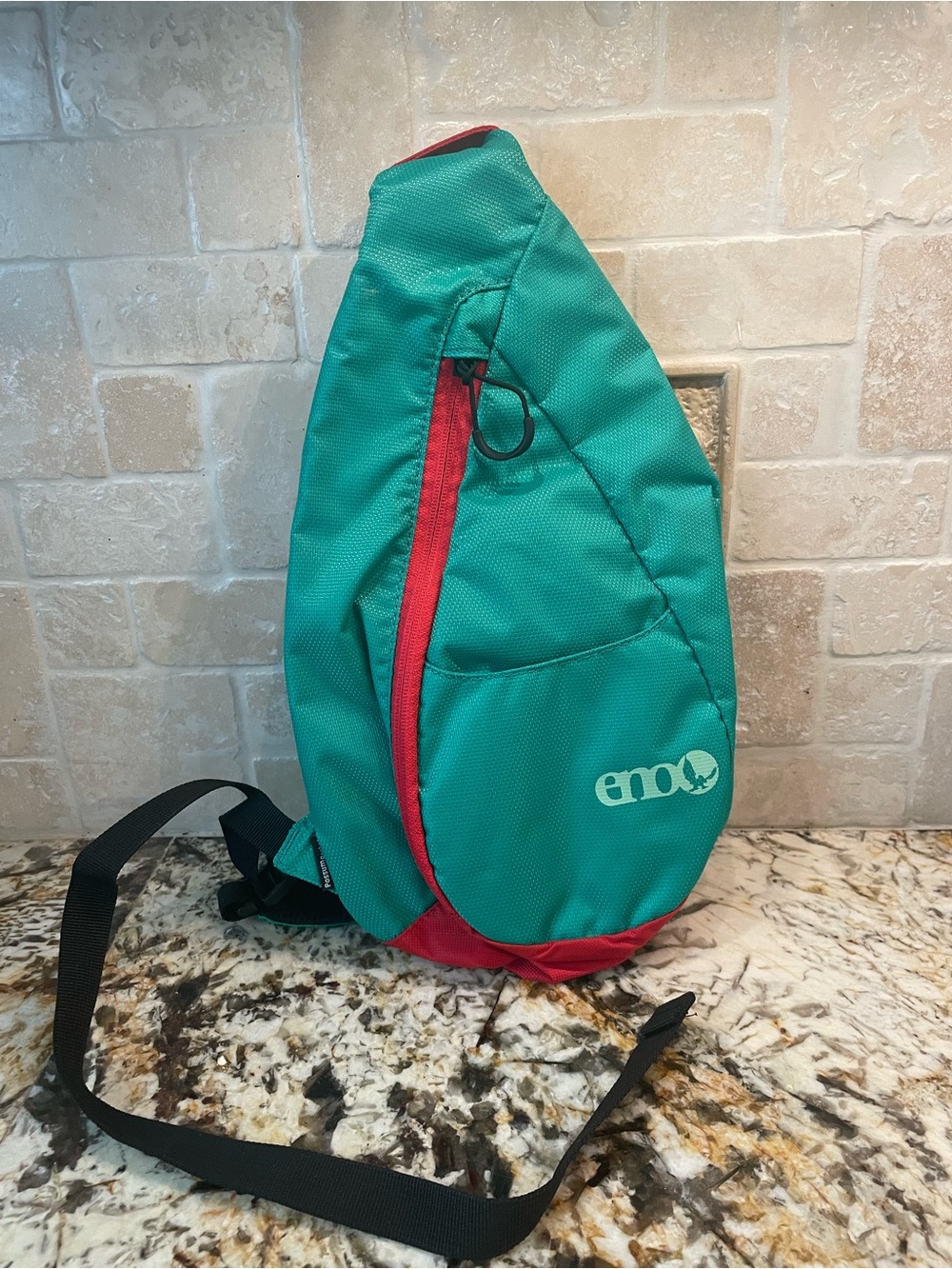 Teal and Red Sling Backpack
